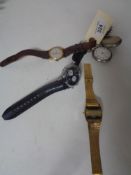 A Citizen wrist watch, Armani watch, two pocket watches,