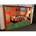 Gareth Thomas : oil on canvas depicting a gondola