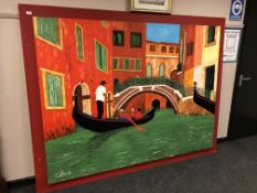 Gareth Thomas : oil on canvas depicting a gondola