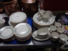 Two trays of Royal Doulton Tapestry pattern dinner ware and coffee china