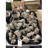A tray of elephant ornaments and figures