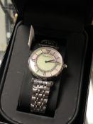 A lady's mother of pearl dialed Emporio Armani wrist watch in retail box