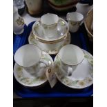 A tray of Duchess Greensleaves tea china