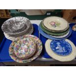 Two trays of James Kent Florita china bowls, Myott The Hunter bowls,