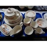 Two trays of Poole Summer Glory coffee and dinner ware