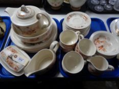 Two trays of Poole Summer Glory coffee and dinner ware