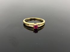 A 10ct gold ruby and diamond ring,