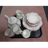 A tray of English Staffordshire china tea and dinner ware
