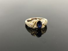 A gold sapphire and diamond ring, size N CONDITION REPORT: Unmarked.