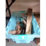 A box of wood working tools,