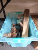 A box of wood working tools,