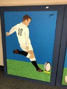 Gareth Thomas : oil on canvas depicting a rugby player 101 cm x 140 cm