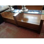 A pair of contemporary bedside chests fitted a drawer with glass shelf