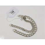 A silver flat link bracelet, length 20cm (clasp a/f), together with another similar bracelet,