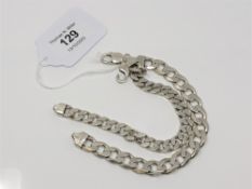 A silver flat link bracelet, length 20cm (clasp a/f), together with another similar bracelet,