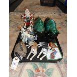 A tray of ornaments, decorative figures,