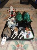 A tray of ornaments, decorative figures,