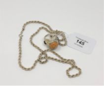 A silver rope-twist necklace, length 72cm,