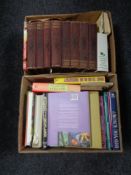 Two boxes containing assorted hardbacked books; eight volumes The War Illustrated,