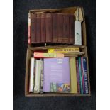 Two boxes containing assorted hardbacked books; eight volumes The War Illustrated,