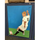 Gareth Thomas : oil on canvas depicting a rugby player 101 cm x 140 cm