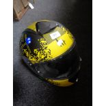 A motor bike helmet