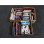 Three boxes of hard back and paperback books - novels, autobiographies,