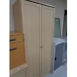 A beech double door office cabinet