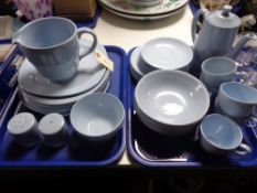 Two trays of English mid century Woods ware and other tea and coffee china