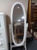 A white painted cheval mirror