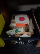 A box 45 RPM records including The Searchers,