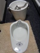 A ceramic slipper bed pan and pail
