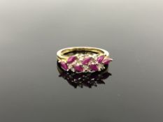 A 10ct gold ruby and diamond ring,