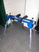 A folding table saw trestle stand (blue)