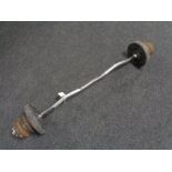 A weights bar with weights