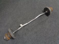 A weights bar with weights