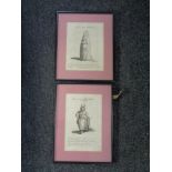 Two framed black and white book plates entitled Habit of a Woman of Wotiac in Siberia,