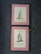 Two framed black and white book plates entitled Habit of a Woman of Wotiac in Siberia,