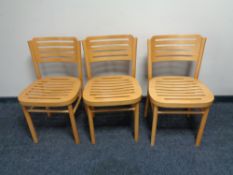 Seven Ikea beech dining chairs