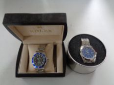 A gent's Ben Sherman wristwatch in tin together with a Rolex copy watch in box