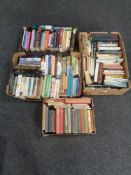 Four boxes of hardback and paper backed books - Beatrix Potter, novels,