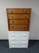 A 1930's oak four drawer chest and a painted chest drawers