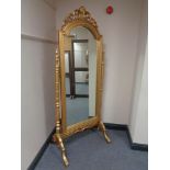 A 19th century style gilt cheval mirror.