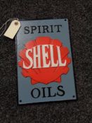 A metal Shell Spirit oils plaque