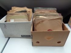 Two boxes of vinyl 78's , case of LP records, compilations,