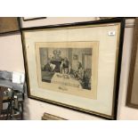 A monochrome Dendy Sadler print signed in pencil,