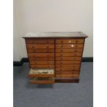 A Victorian pine twenty drawer butterfly collector's cabinet,