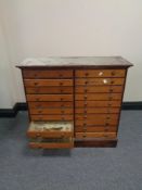 A Victorian pine twenty drawer butterfly collector's cabinet,