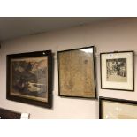 M R Hughes : Leinster market Dublin, drypoint etching, with margins, 20 cm x 17 cm,