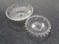 A cut glass bowl and another early 20th century glass bowl